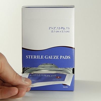 ضمادات شاش طبية معقمة من القطن 100٪ مقاس 19x15.5