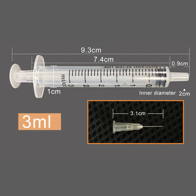 ISO13485 23g 3ml محاقن وإبر بلاستيكية يمكن التخلص منها