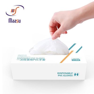 قفازات الفينيل واضحة خالية من مسحوق لتنظيف خدمة الطعام
